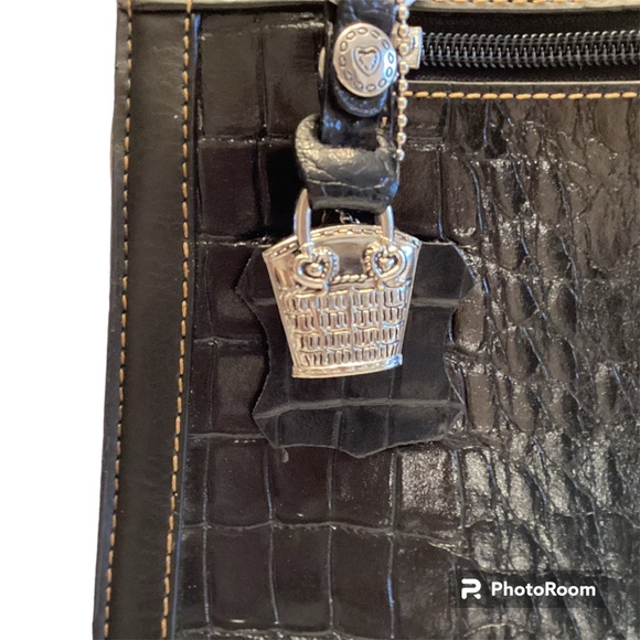 Vtg Leather Marc Chantal Western Style Top Handle Croc Embossed  Leather Satchel - Picture 5 of 14